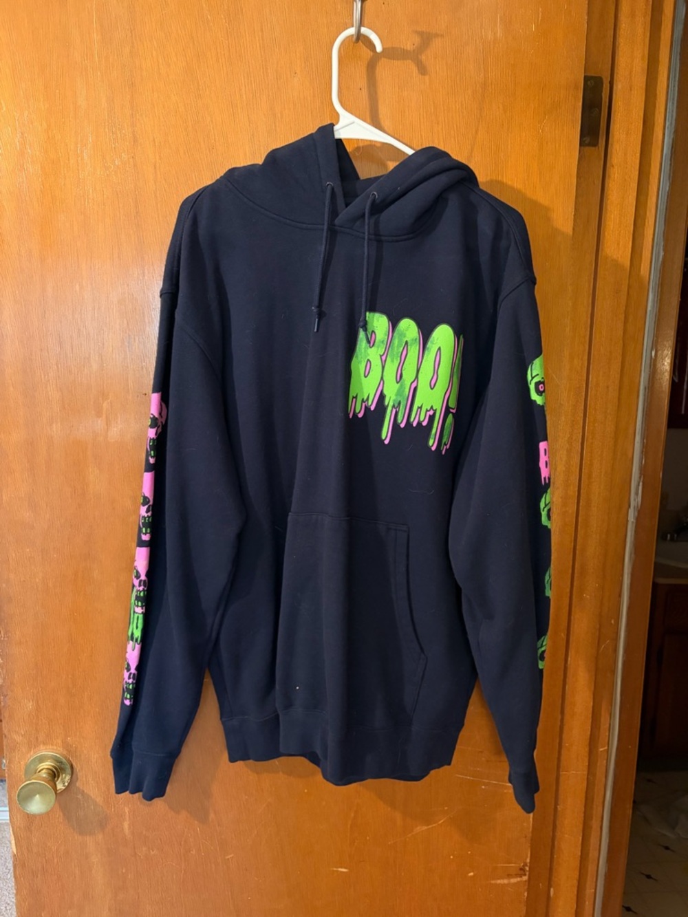 Black 'BOO' Graphic Pullover Hoodie